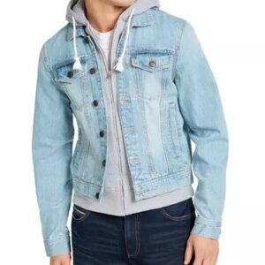 SUN + STONE Men's Phoenix Trucker Hooded Light Wash  Denim Jacket S